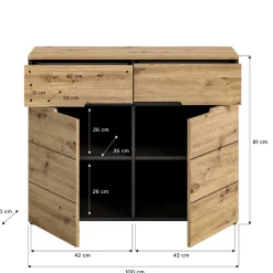 Wohnen Flurkommoden*Breite Flurkommode mit zwei Schubladen - Norja