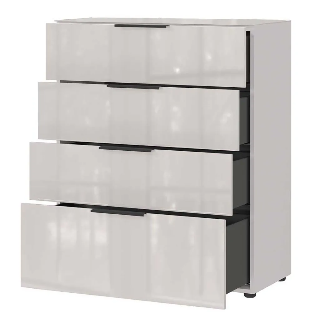 Wohnen Breite Hochkommode in Hellgrau - Aquara