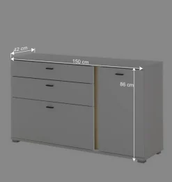 Wohnen Breite Kombi-Kommode mit LED Beleuchtung - Racelyn