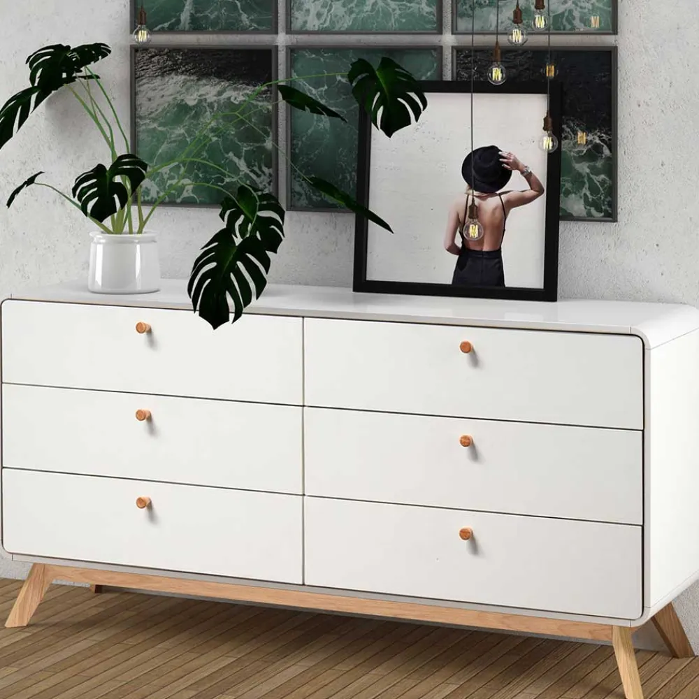 Wohnen Breite Kommode mit sechs Schubladen - Kolreva
