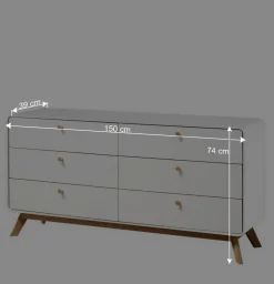 Wohnen Breite Kommode mit sechs Schubladen - Kolreva