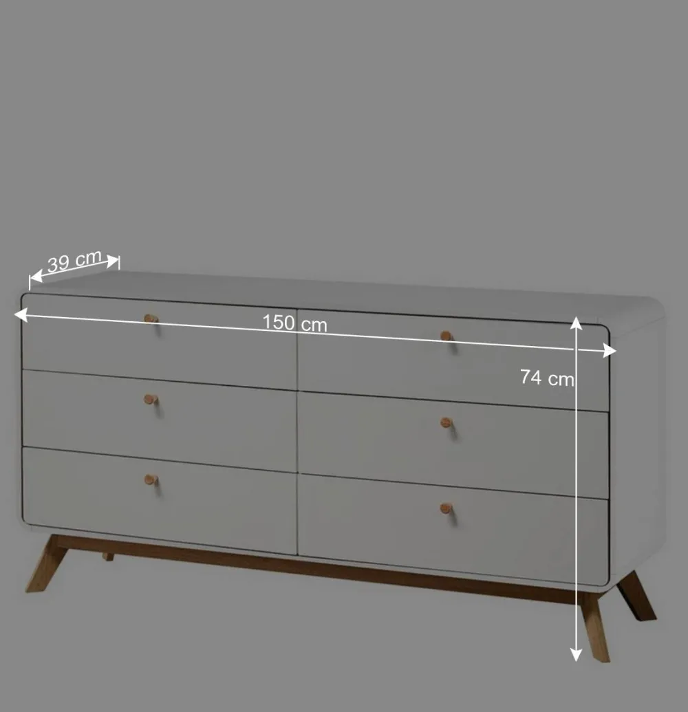 Wohnen Breite Kommode mit sechs Schubladen - Kolreva