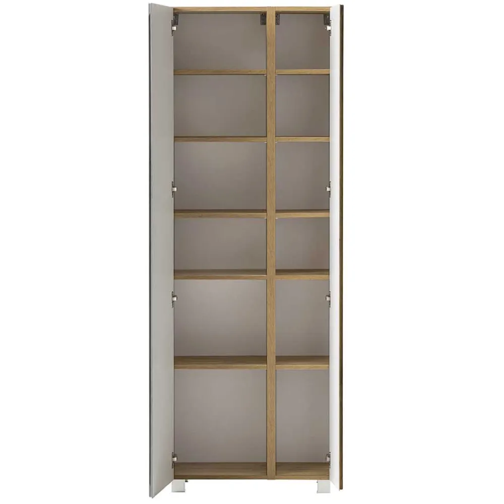 Wohnen Graue Möbel|Badschränke*Breiter Badhochschrank mit Doppeltür - Mia