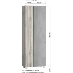 Wohnen Graue Möbel|Badschränke*Breiter Badhochschrank mit Doppeltür - Mia