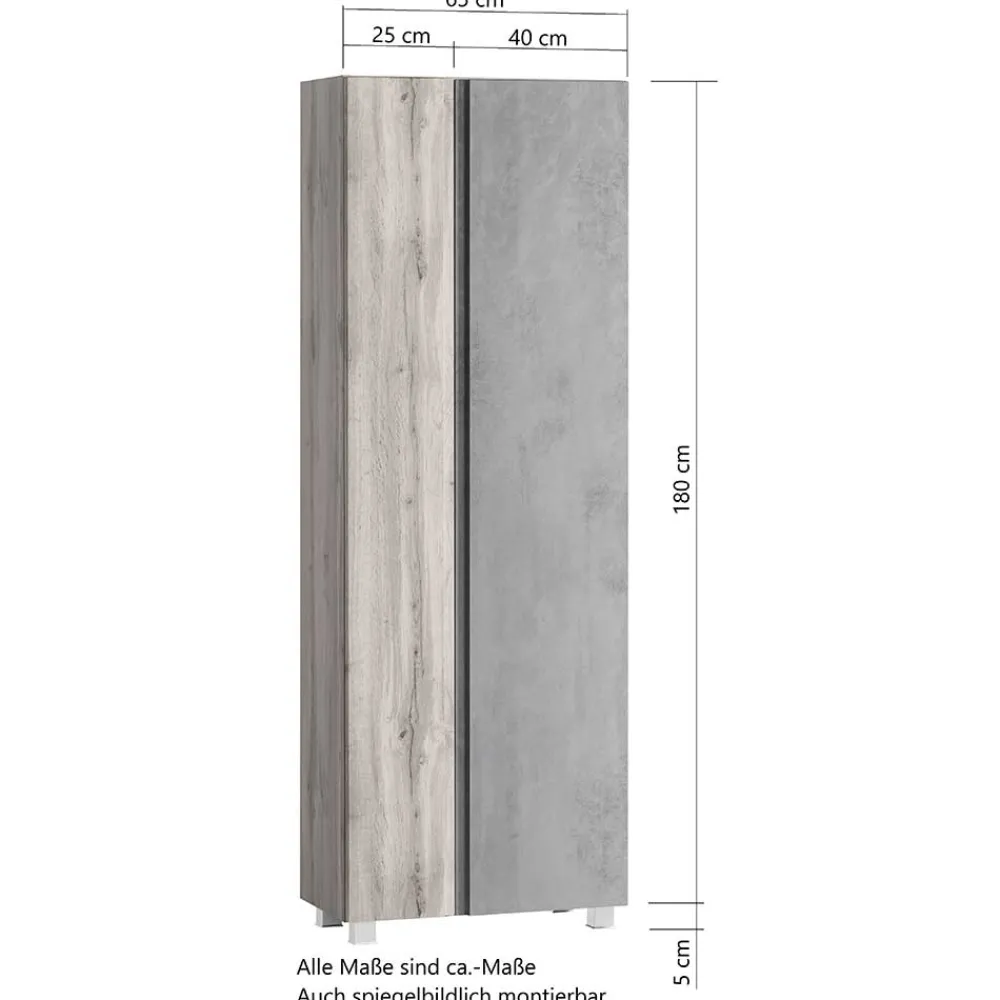 Wohnen Graue Möbel|Badschränke*Breiter Badhochschrank mit Doppeltür - Mia