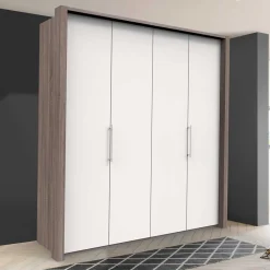 Wohnen Kleiderschränke|Kleiderschränke*Breiter Schlafzimmerschrank mit weißen Falttüren - Tivierto