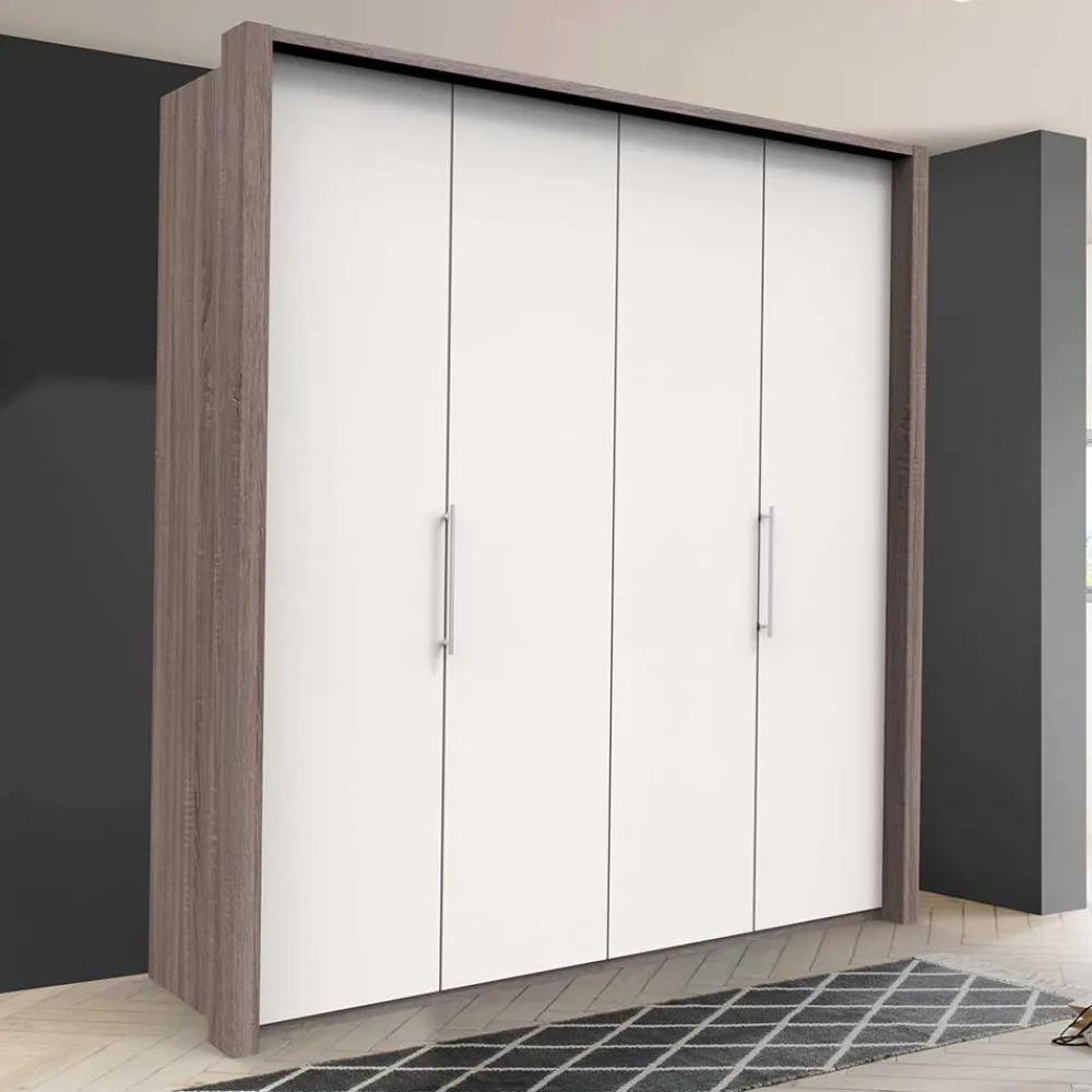 Wohnen Kleiderschränke|Kleiderschränke*Breiter Schlafzimmerschrank mit weißen Falttüren - Tivierto