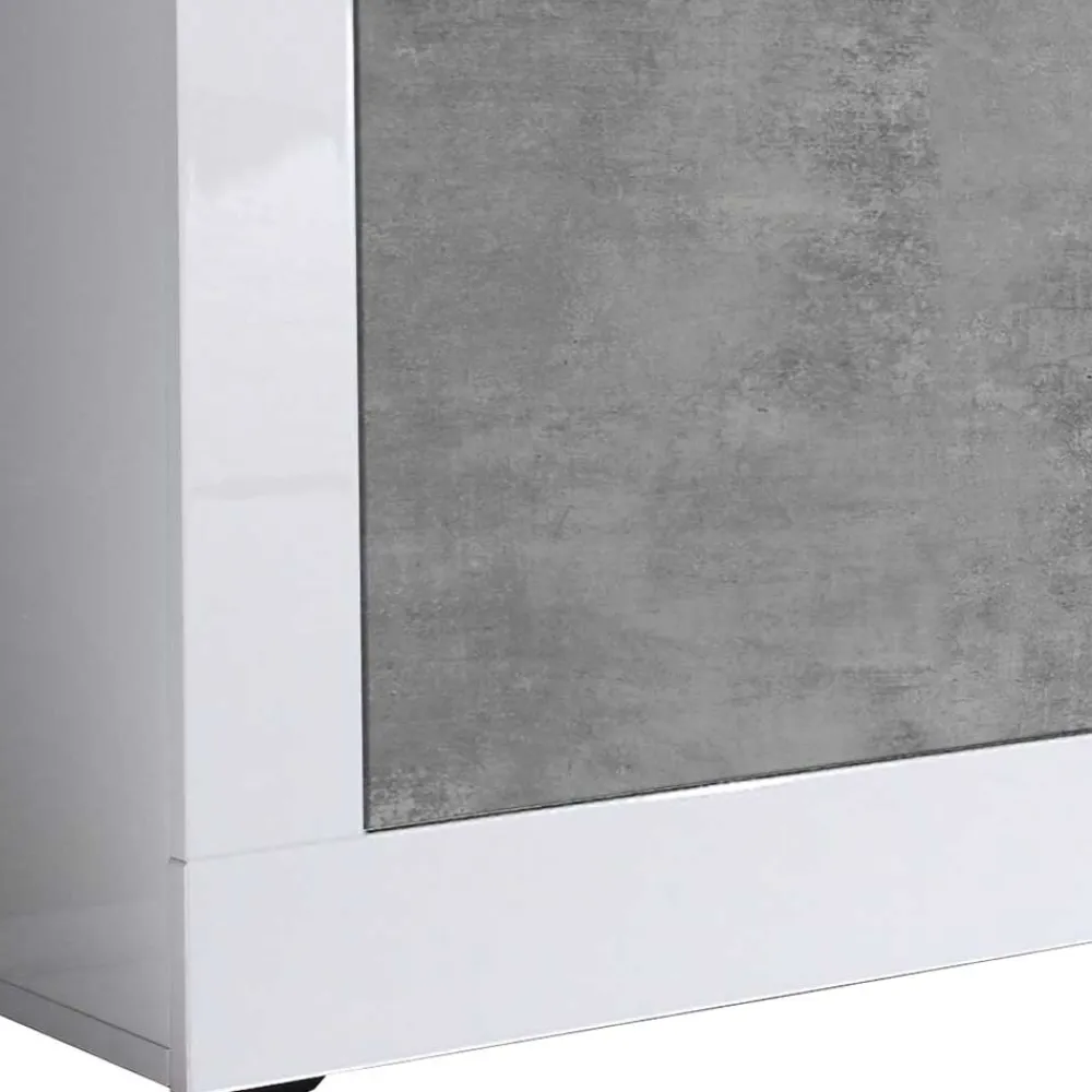 Wohnen Breites TV Board in Weiß HG & Betonoptik - Narandu