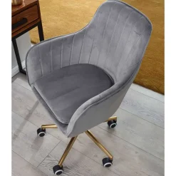 Wohnen Bürostühle*Büro Drehstuhl aus Samt in Grau - Horn