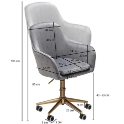 Wohnen Bürostühle*Büro Drehstuhl aus Samt in Grau - Horn