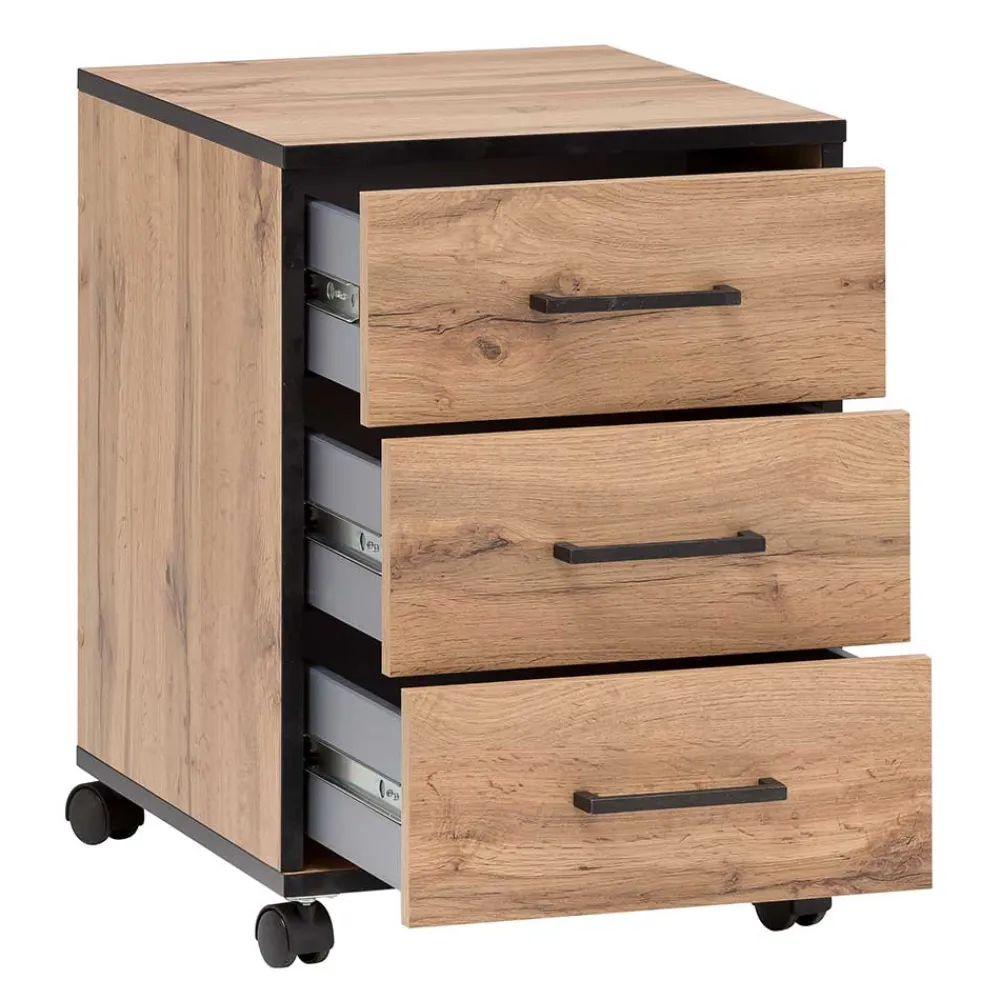 Wohnen Büro Rollcontainer in Eiche Optik - Zustic