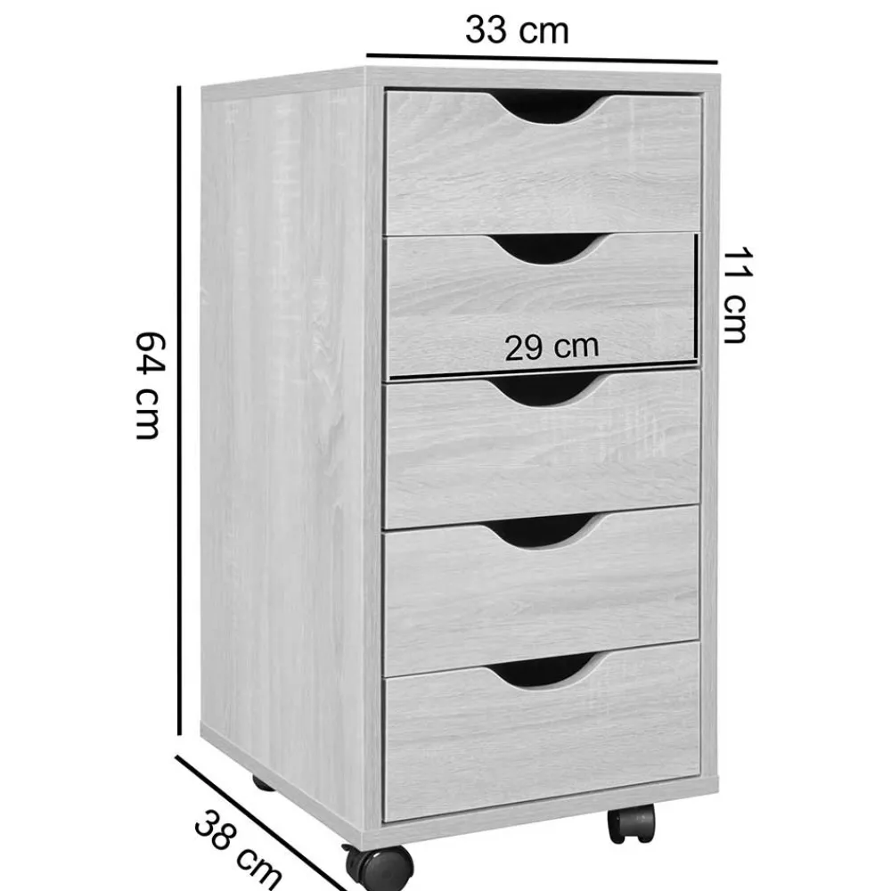 Wohnen Rollcontainer*Büro Rollcontainer mit fünf Schubladen - Mavricara