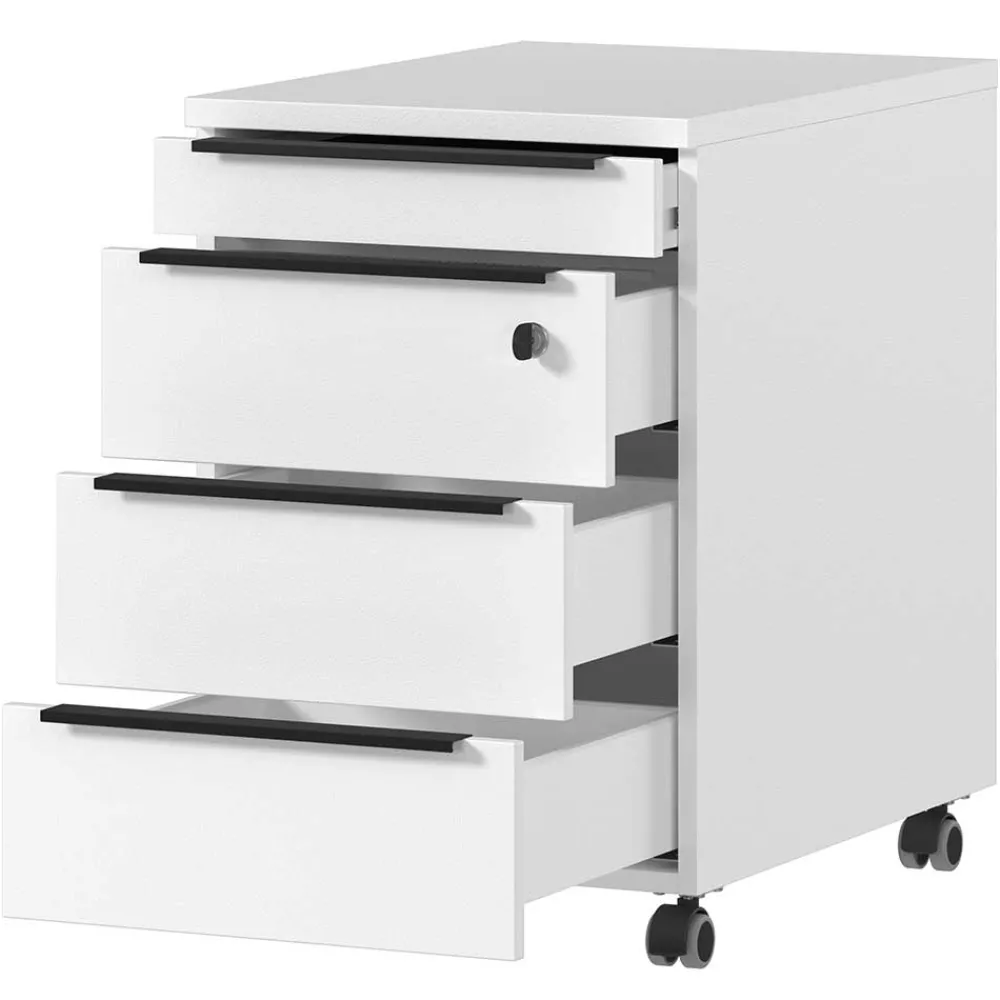 Wohnen Büro Schreibtisch Rollcontainer in Weiß - Sparkle