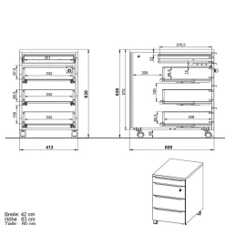 Wohnen Büro Schreibtisch Rollcontainer in Weiß - Sparkle