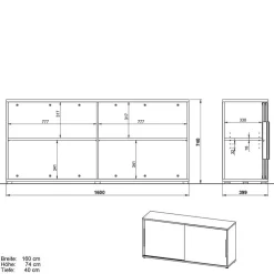Wohnen Büroschränke*Büro Sideboard mit Schiebetüren - Sparkle