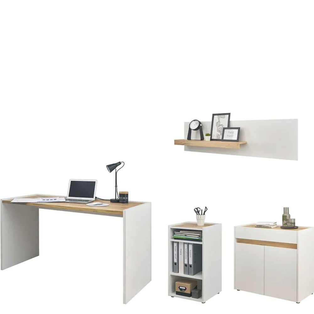 Wohnen Home Office Möbel|Büro Komplett*Büromöbel Kombination modern - Nonessia (vierteilig)