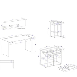 Wohnen Home Office Möbel|Büro Komplett*Büromöbel Kombination modern - Nonessia (vierteilig)