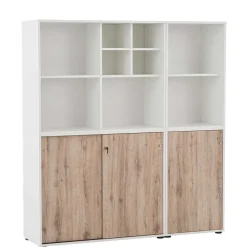 Wohnen Büroschrank in Weiß & Wildeiche Dekor - Laganzo