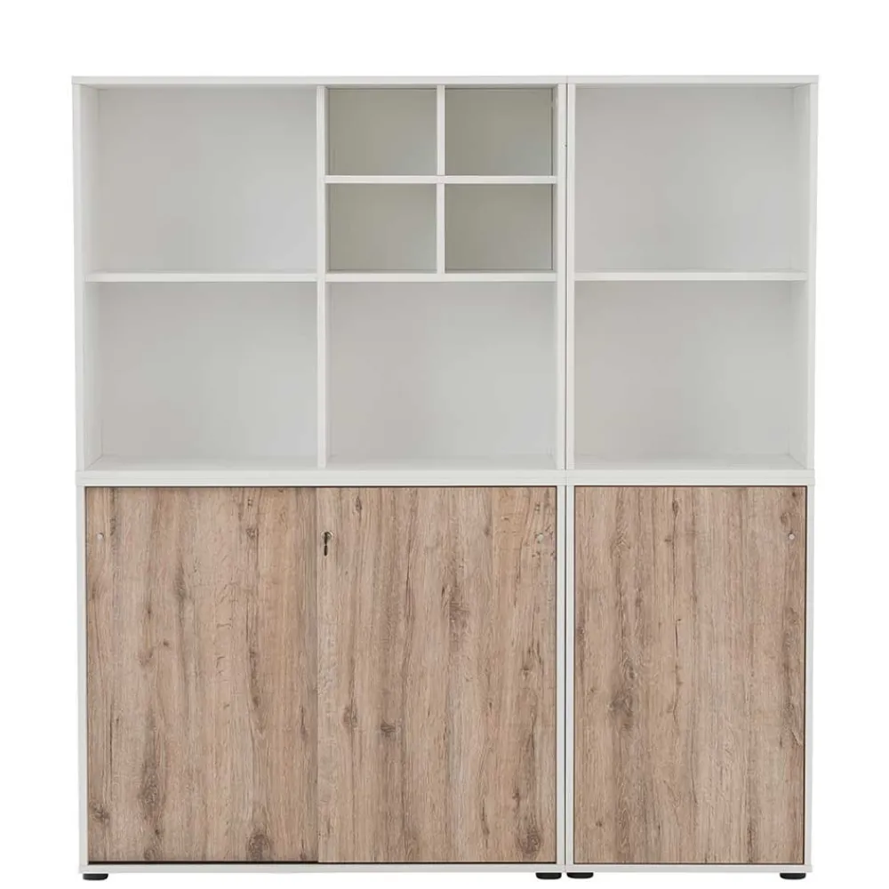 Wohnen Büroschrank in Weiß & Wildeiche Dekor - Laganzo