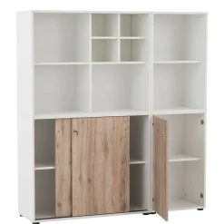 Wohnen Büroschrank in Weiß & Wildeiche Dekor - Laganzo