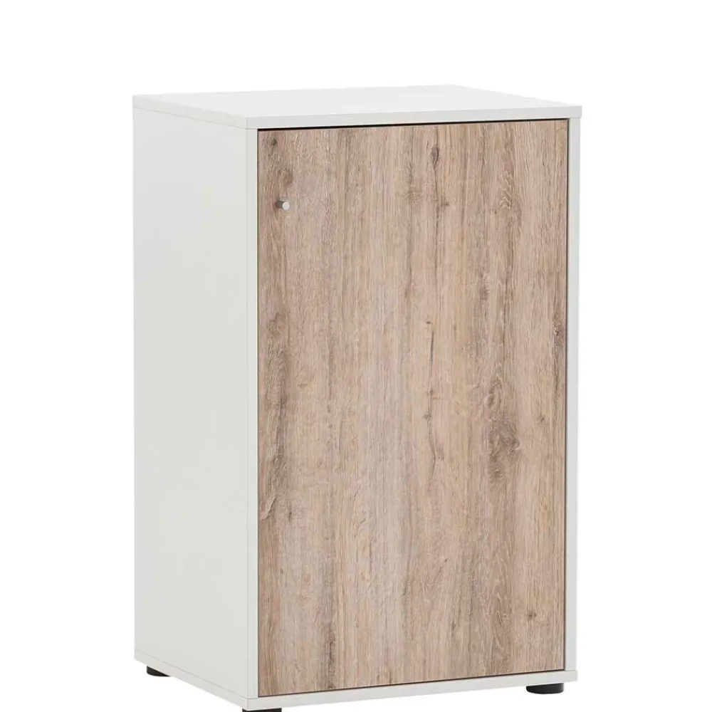 Wohnen Büroschrank in Weiß & Wildeiche Dekor - Laganzo