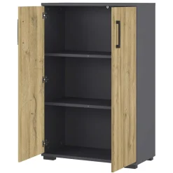 Wohnen Büroschränke*Büroschrank in Wildeiche NB & Dunkelgrau - Disgano I