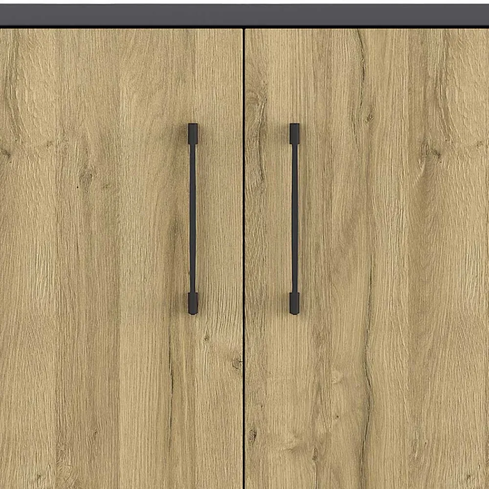 Wohnen Büroschränke*Büroschrank in Wildeiche NB & Dunkelgrau - Disgano I