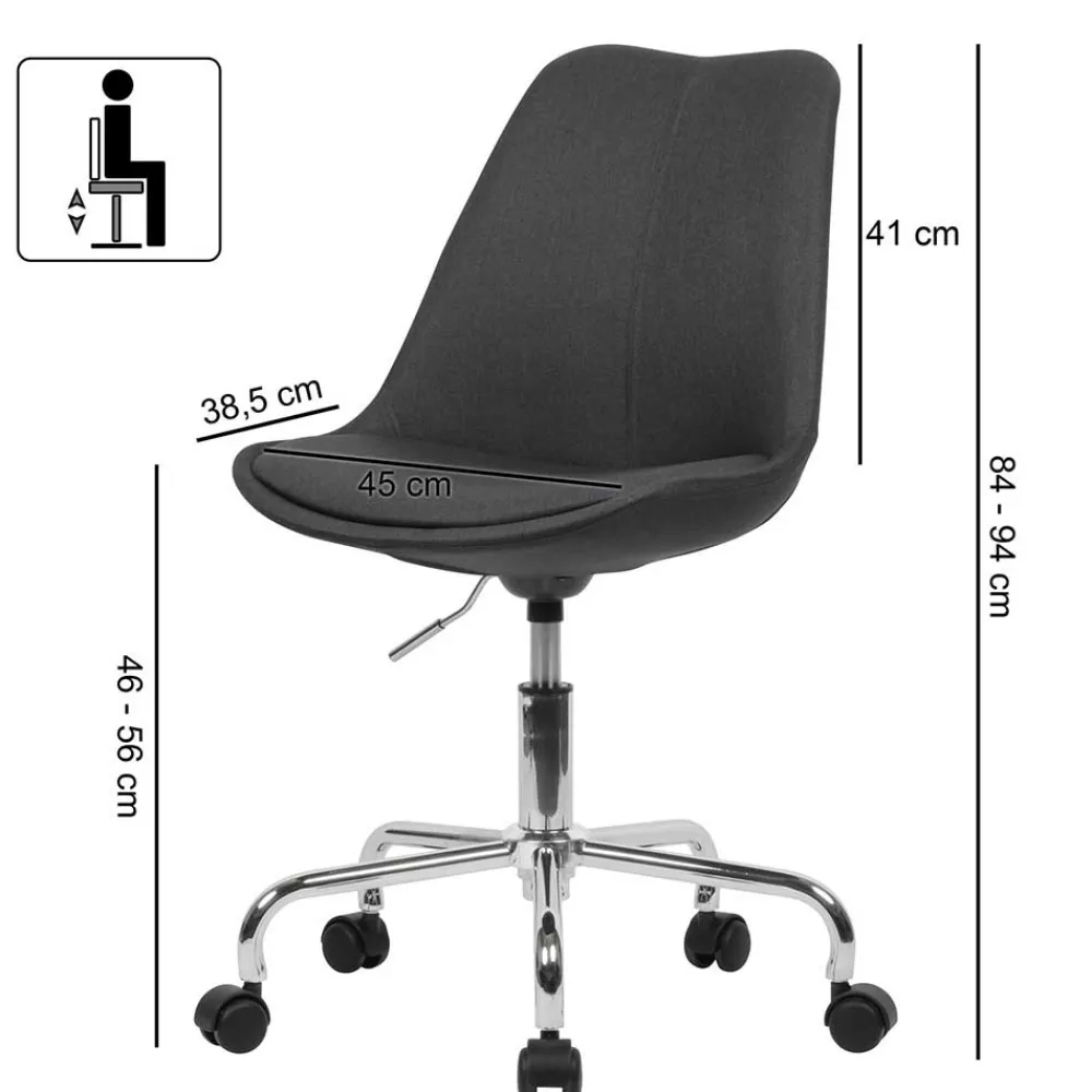 Wohnen Bürostuhl in Schwarz & Chrom - Durioso