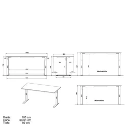 Wohnen Bürotisch elektrisch höhenverstellbar - Vin