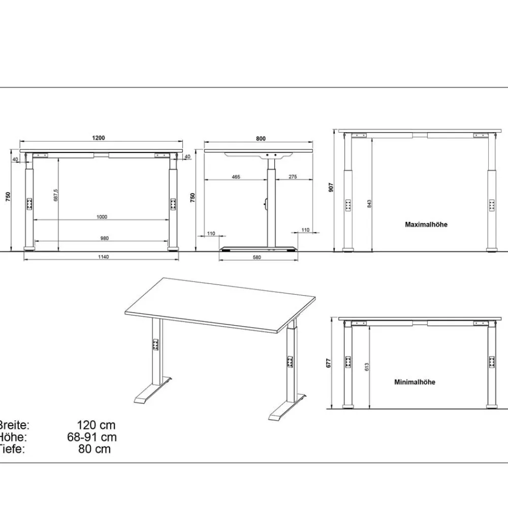 Wohnen Bürotisch in Dunkelgrau mit Weiß - Vlatin
