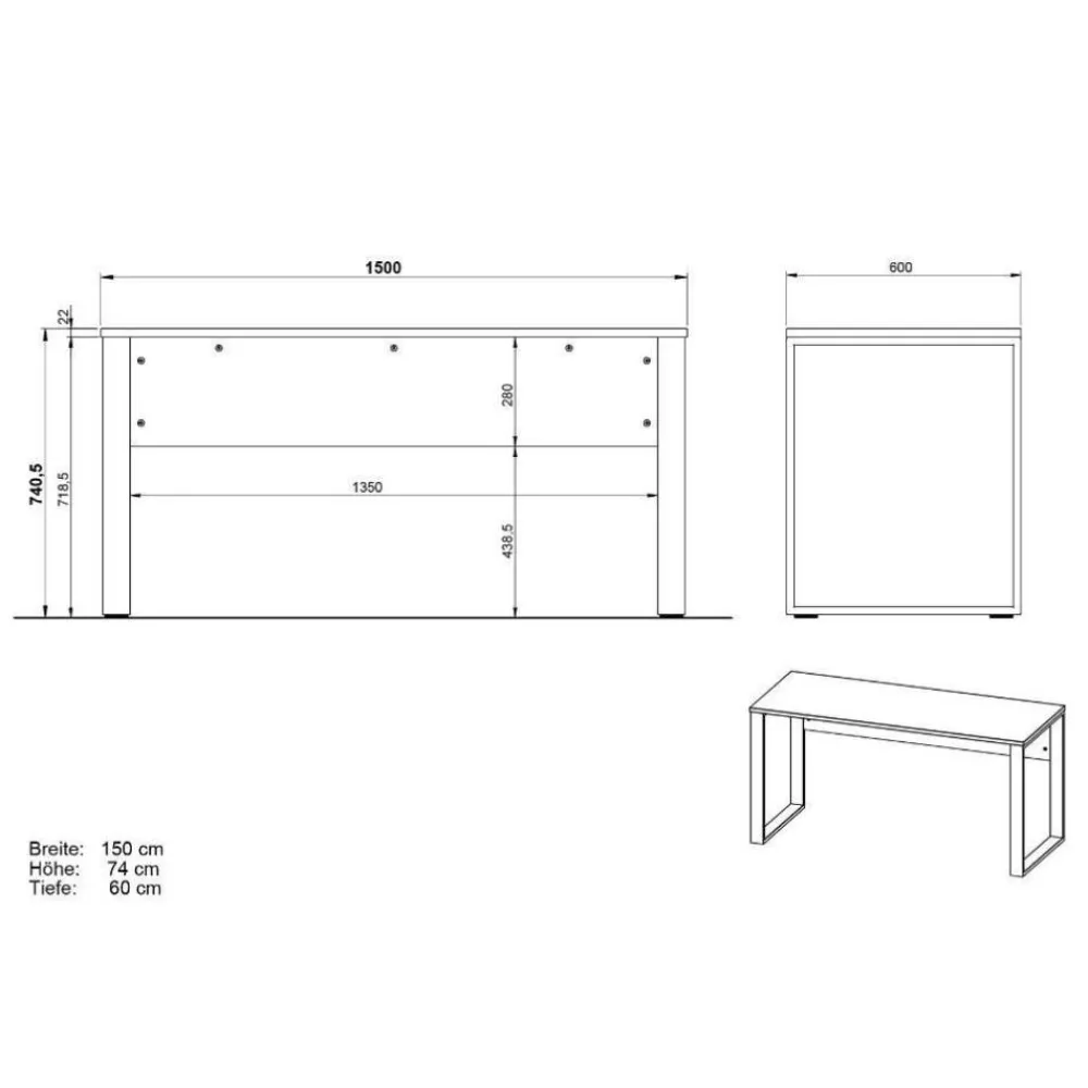 Wohnen Bürotisch und Schränke Set - Casai (dreiteilig)