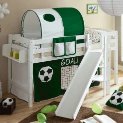 Kinder Wohnen Buche Fußball Hochbett mit Rutsche - Ballona