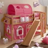 Wohnen Kinderbetten*Buche Kinder Halbhochbett mit Rutsche Podest - Altair