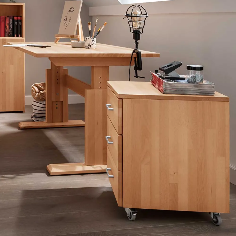 Wohnen Massivholzmöbel|Tische*Buchenholz Schreibtisch höhenverstellbar per Raster - Bash