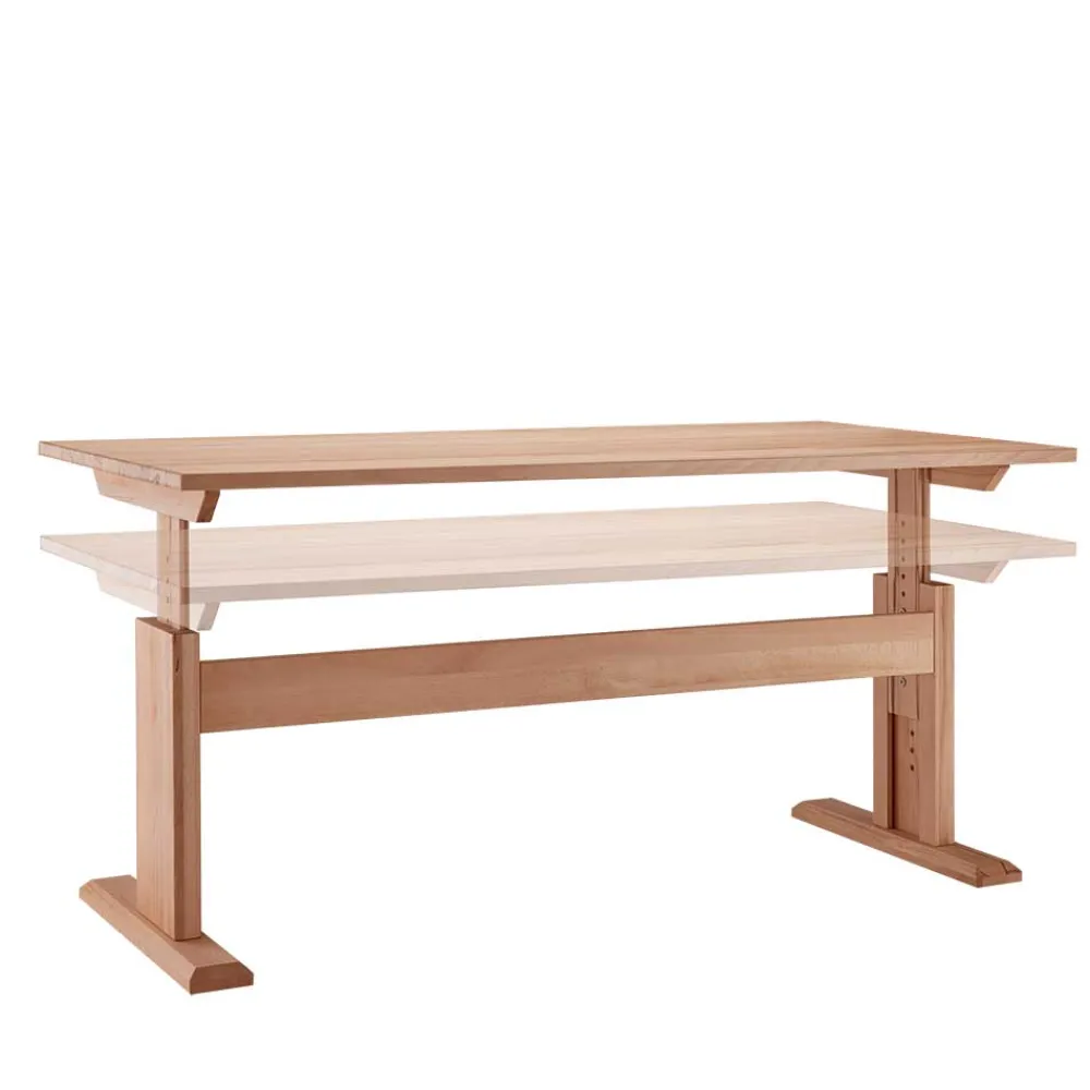 Wohnen Massivholzmöbel|Tische*Buchenholz Schreibtisch höhenverstellbar per Raster - Bash