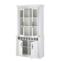 Wohnen Küchenschränke|Esszimmer-Vitrinen*Buffet Vitrine in weißer Holzoptik Pinie - Liancos