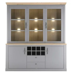 Wohnen Esszimmer-Vitrinen|Esszimmerschränke*Buffetvitrine in Lichtgrau & Eiche Optik - Buleta