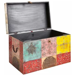 Wohnen Bunte Holztruhe im Orientalischen Stil - Lilano