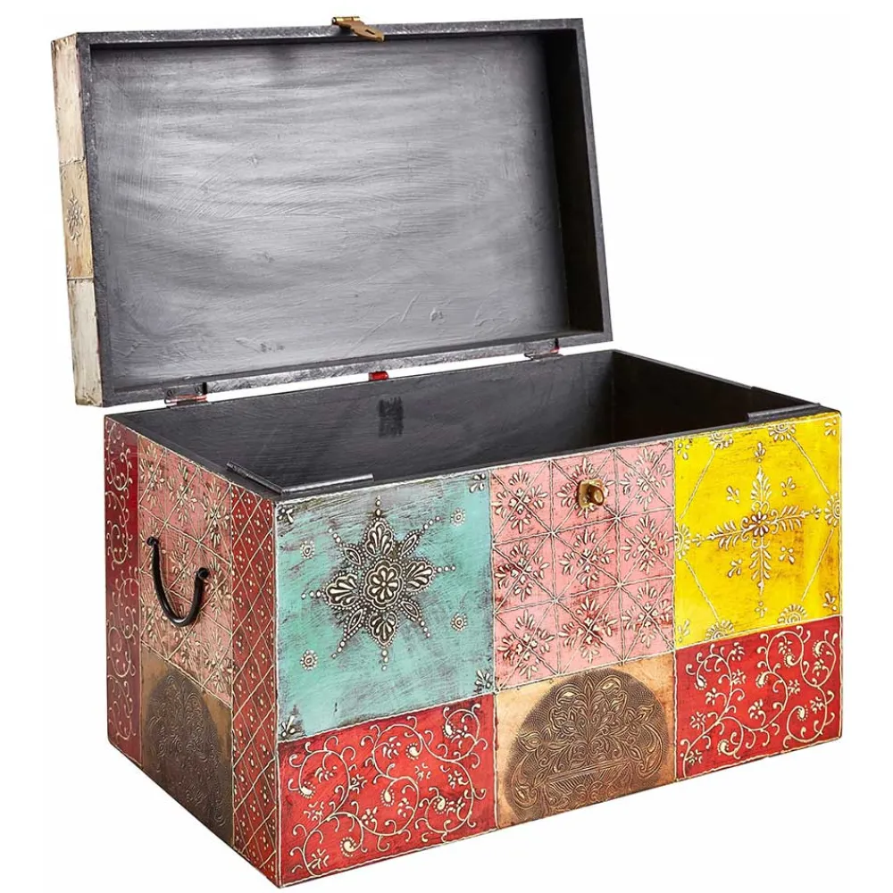 Wohnen Bunte Holztruhe im Orientalischen Stil - Lilano