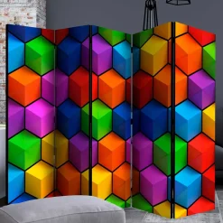 Wohnen Bunter Paravent mit Motiv 3D Würfel - Lasha