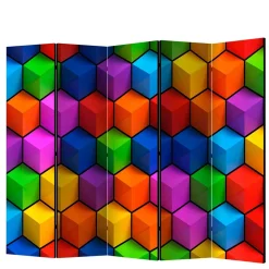 Wohnen Bunter Paravent mit Motiv 3D Würfel - Lasha
