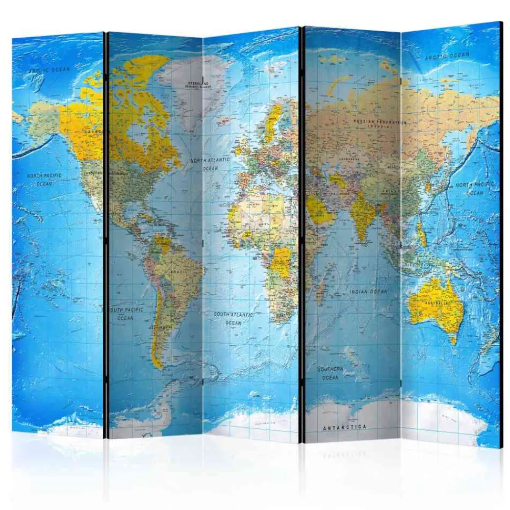 Wohnen Paravents|Wohnzimmer-Regale*Bunter Paravent mit Weltkarte bedruckt - Nirameso