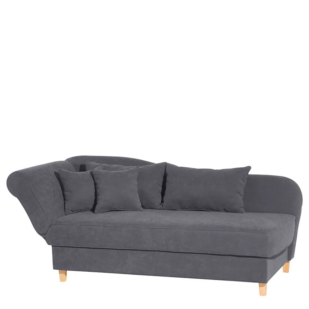 Wohnen Sofas|Sofa*Chaiselongue in Anthrazit mit Buche - Adelina