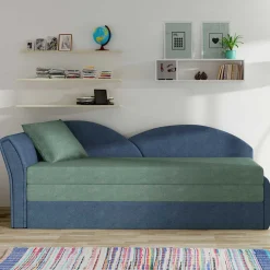 Wohnen Schlafsofas|Betten*Chaiselongue mit Bettfunktion in Grün und Blau - Relisa