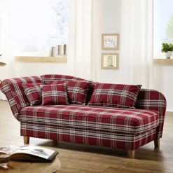 Wohnen Sofas|Sofa*Chaiselongue mit Karomuster in Rot Weiß - Apel