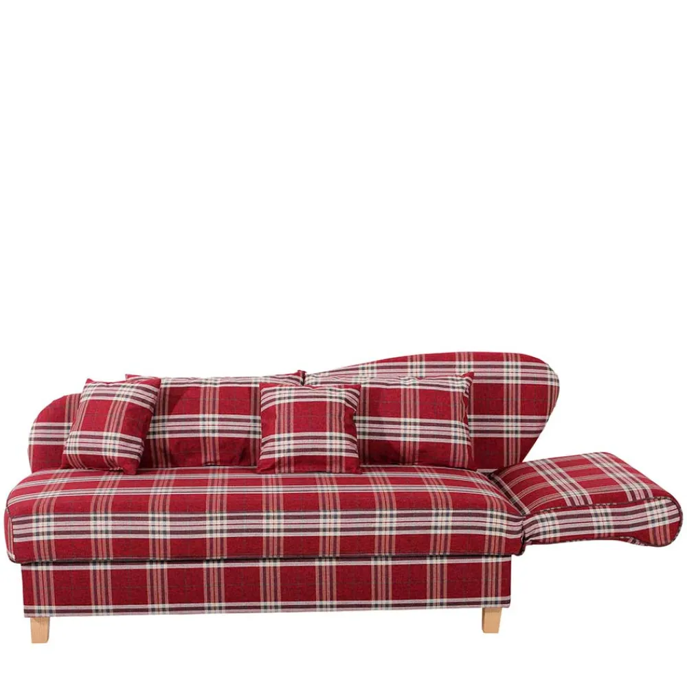 Wohnen Sofas|Sofa*Chaiselongue mit Karomuster in Rot Weiß - Apel
