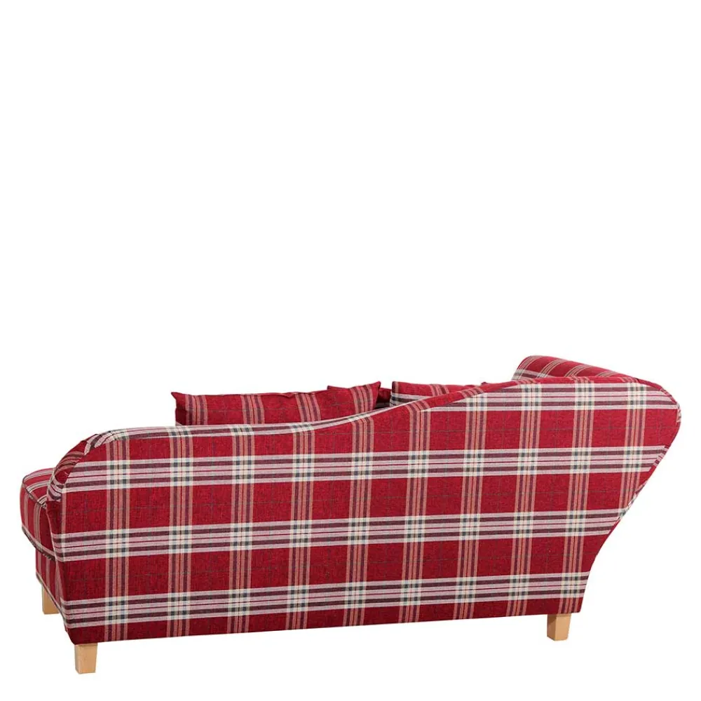 Wohnen Sofas|Sofa*Chaiselongue mit Karomuster in Rot Weiß - Apel