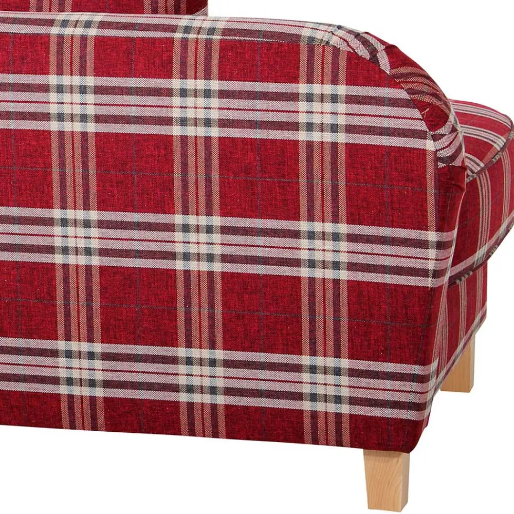 Wohnen Sofas|Sofa*Chaiselongue mit Karomuster in Rot Weiß - Apel