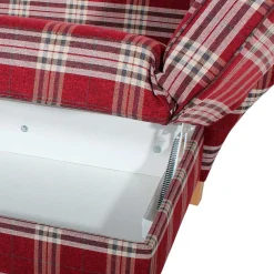 Wohnen Sofas|Sofa*Chaiselongue mit Karomuster in Rot Weiß - Apel