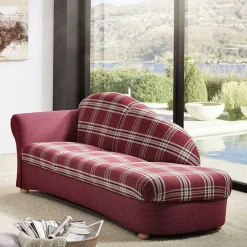 Wohnen Chaiselongue mit Karostoff in Rot - Lyatea
